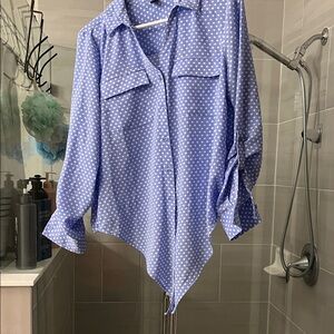 Jones New York Blue Polka Dot Button-Down Shirt